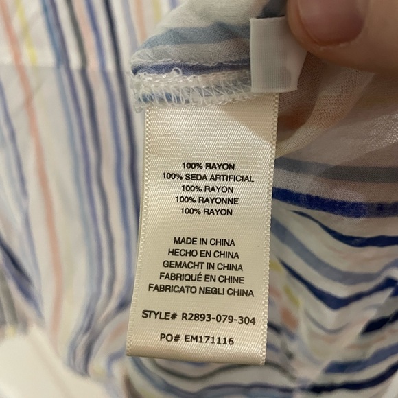 Cloth & Stone Anthropologie Women's Long Sleeve Button Up Shirt Blue Stripe M - Picture 4 of 5